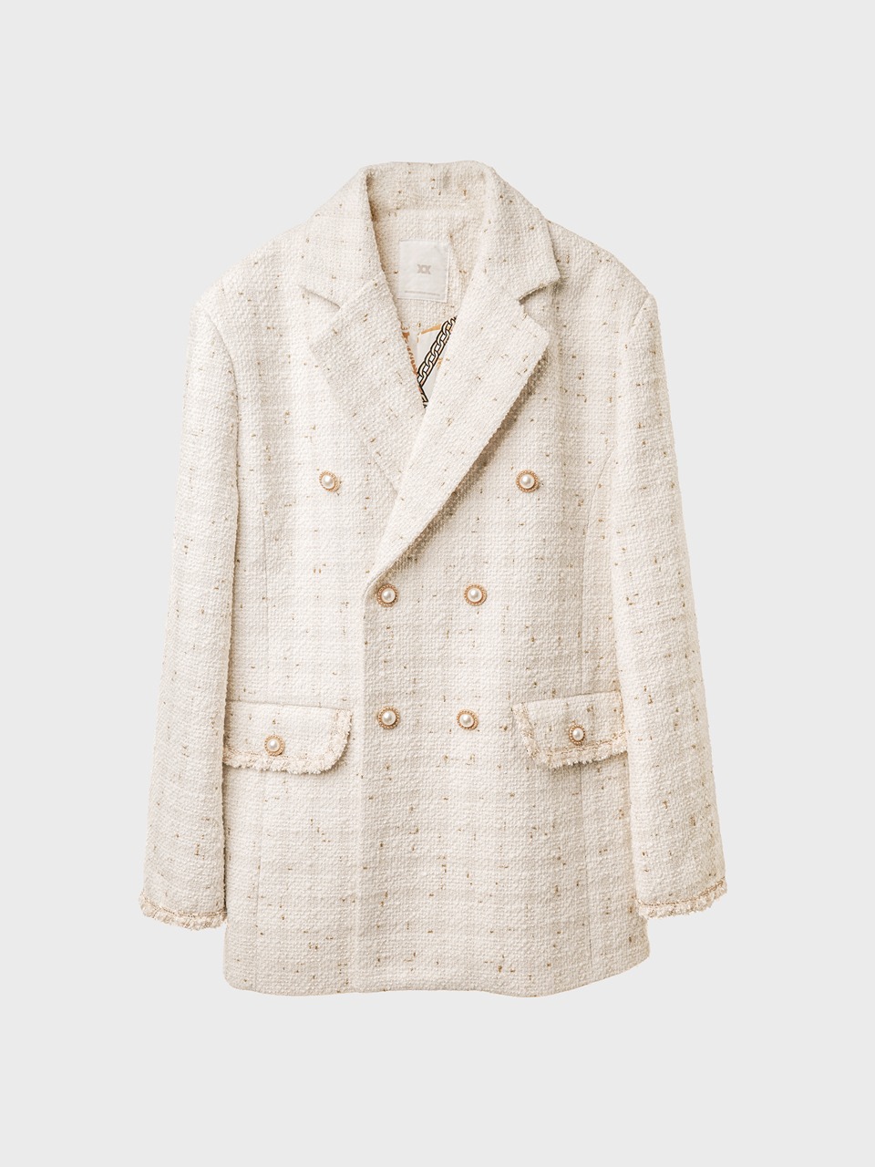 Single-Breasted Bouclé Tweed Blazer (white) for man