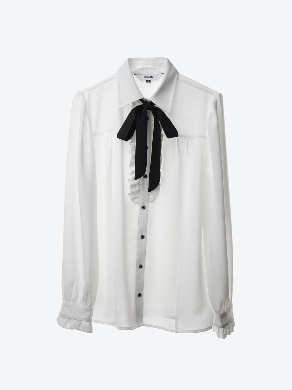 Ruffled-Placket Blouse (white) for woman