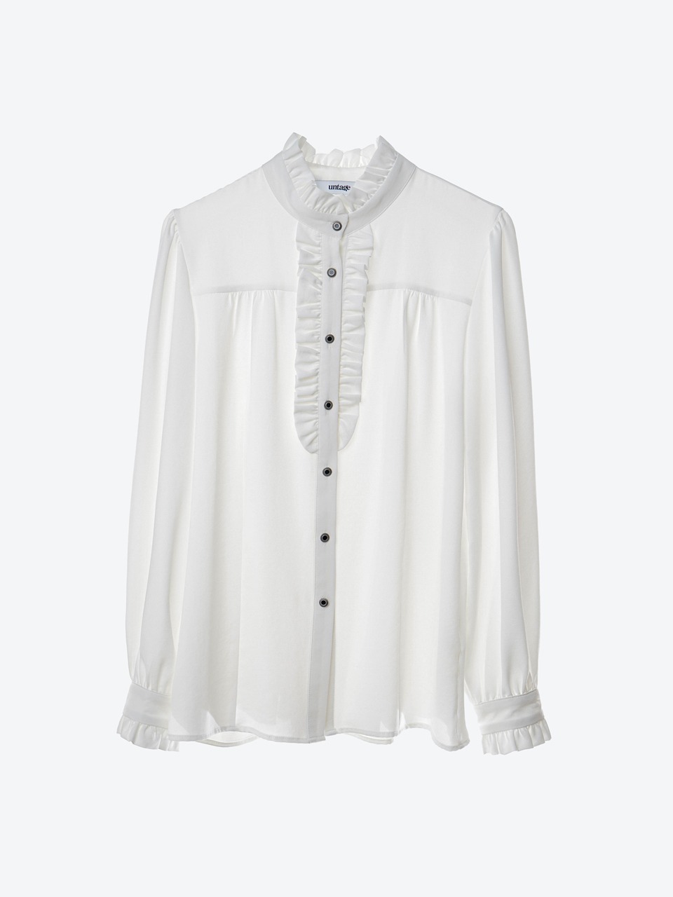 Victorian Ruffled-placket Blouse (white) for woman