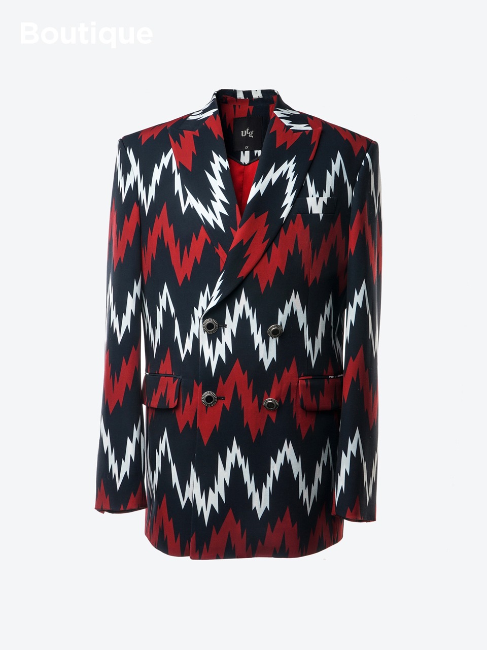 Sparky Printed Double-Breasted Blazer (black)