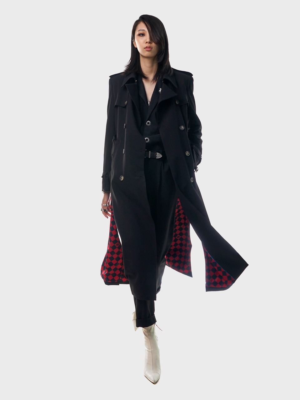 Double-Breasted Flapping Trench Coat (black)