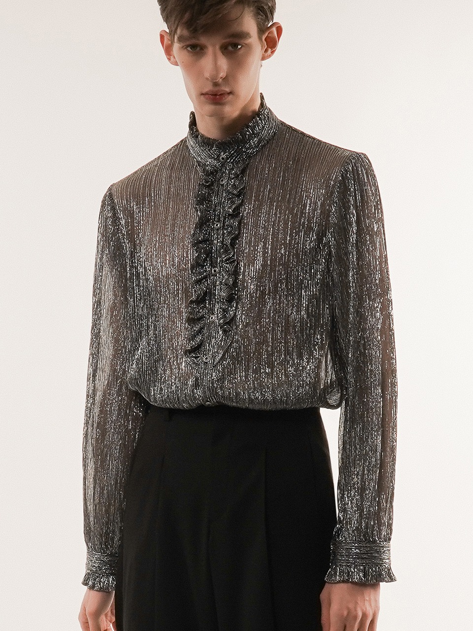 Victorian Ruffled Sheer Blouse for man (silver)